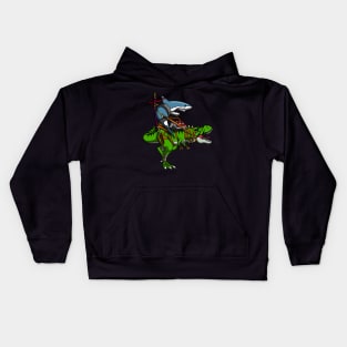 Shark Ninja Riding T-Rex Dinosaur Kids Hoodie